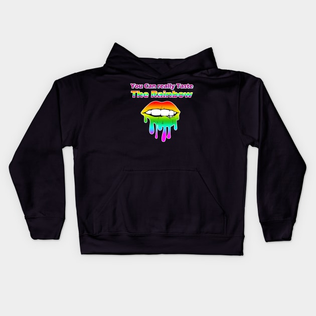 You Can Really Taste The Rainbow LGBT Drip Lips Kids Hoodie by aaallsmiles